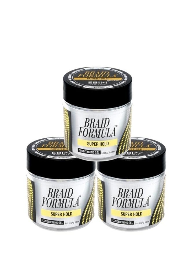EBIN NEW YORK 3x BRAID FORMULA CONDITIONING GEL – Super Hold (3.53oz/100ml) bundle Braid Styling Neatbraid Conditioning Gel – Moisturizes, Smooths & Styles Hair – Gift Set (3 Items) - Image 1